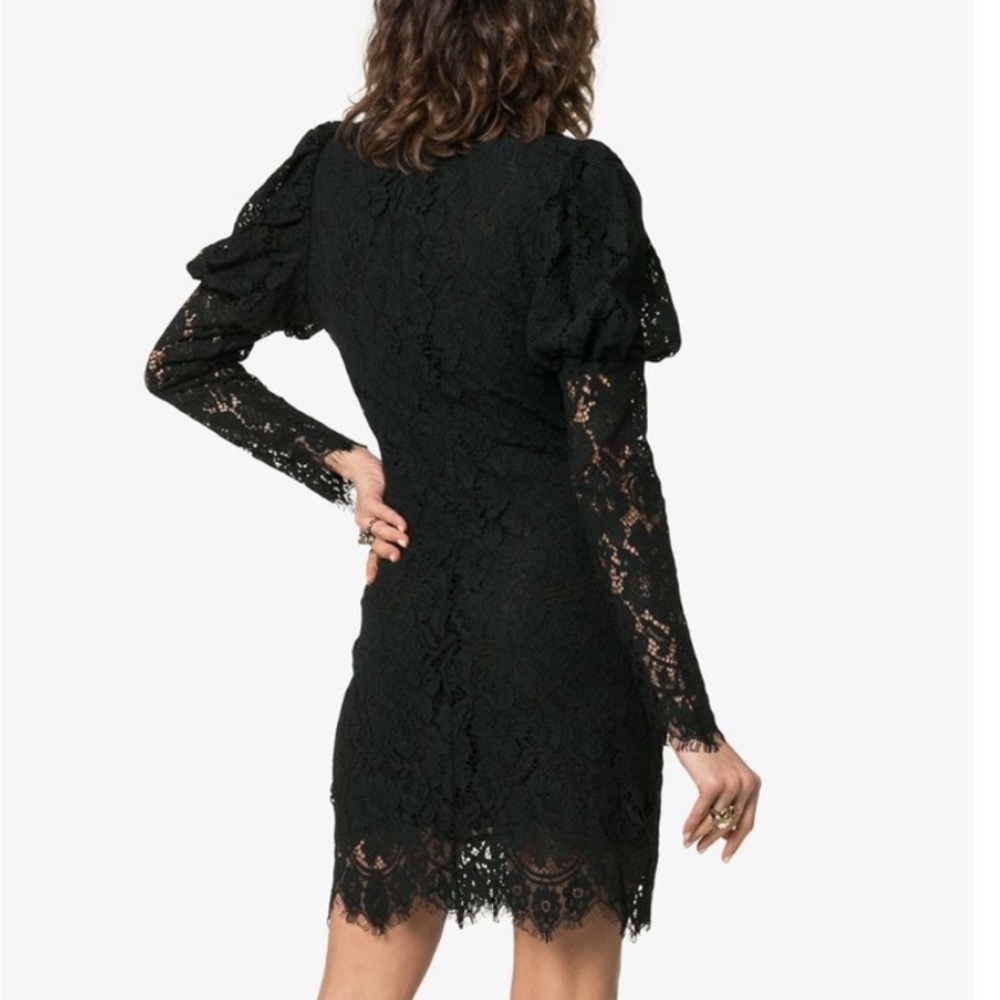 Ganni Everdale Romantic Black Lace Mini Dress Size 36 USA 4 (S) - Picture 7 of 17